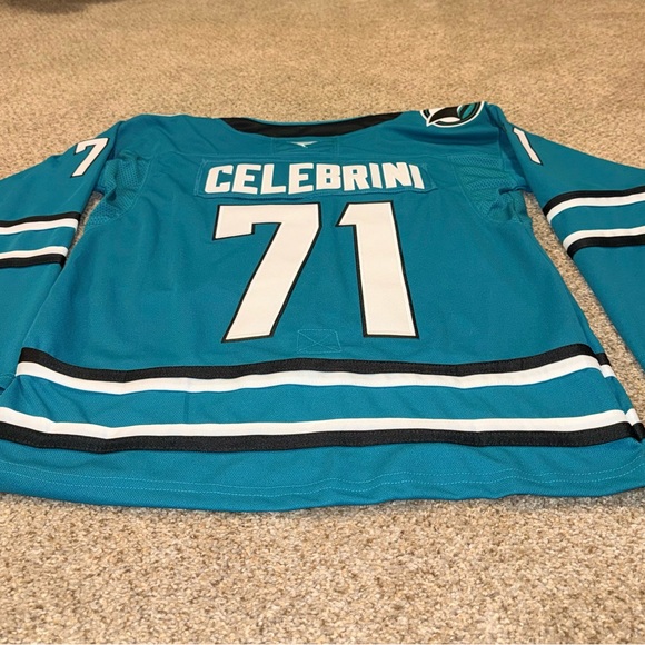 San Jose Sharks Macklin Celebrini #71 Teal Premium Stitched Jersey 46 Medium - Picture 7 of 9